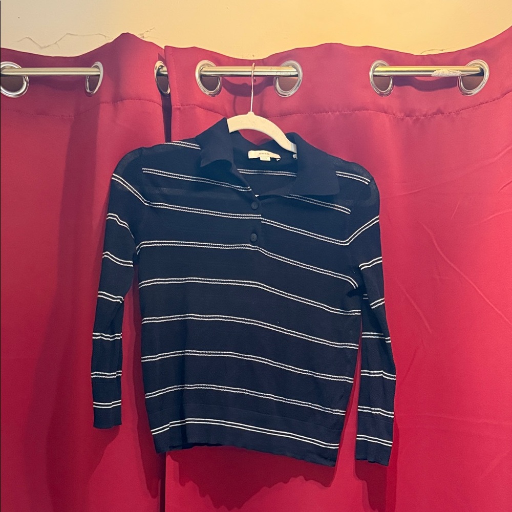 Vince Dark Blue Polo with White Accents